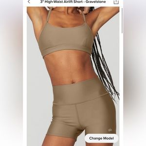 3” High-Waist Airlift Short and Airlift Intrigue Bra- Gravelstone